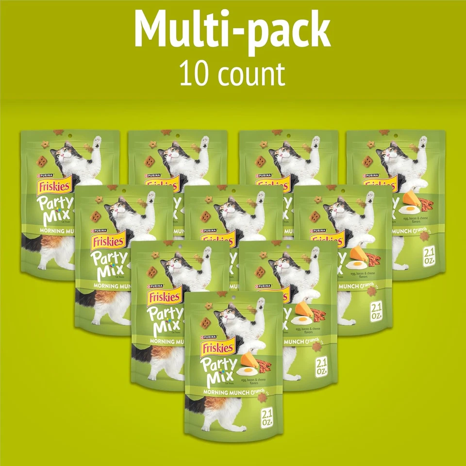 Purina Party Mix Morning Munch Crunch Cat Golosinas - (Paquete de 10) 2,1 OZ Bolsas Foto 2 de 4