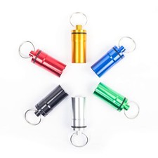 5PCS Outdoor Pill Box Keychain Medicine Case Bottle Drug Holder Metal Container