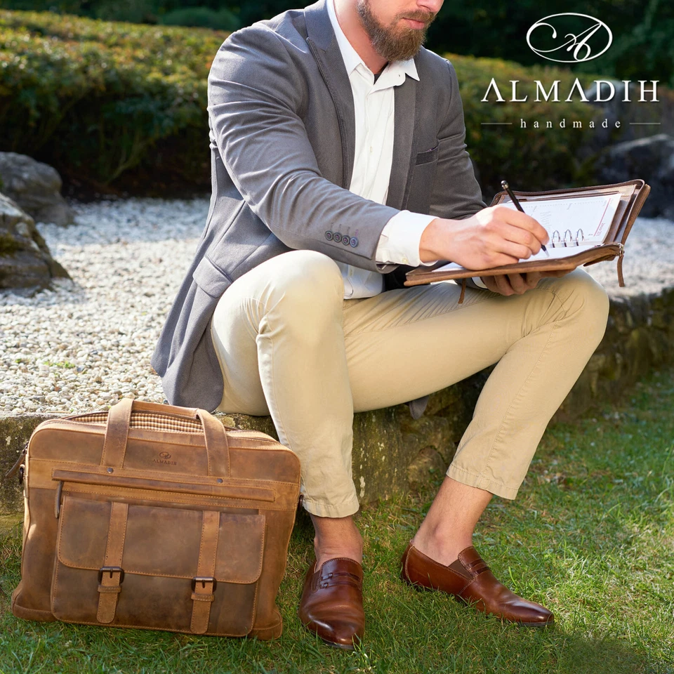 2026 Leder Terminplaner ALMADIH A6 Ledermappe Organizer Konferenzmappe braun - Bild 3 von 3