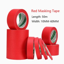 50m Red Masking Tape House Decorating Paint Sketch Tape 10/12/15/20mm-60mm Width