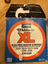 D'Addario XL Nickel Wound EXL110 Regular Light Gauge Guitar String.013-.046 open