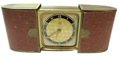 LUX Vintage Art Deco Brass Open & Close Style Wind-Up Travel Alarm