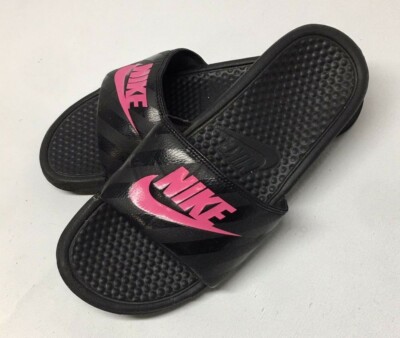 NWT NIKE WMNS BENASSI JDI SLIDE 343881-061 SIZE 7 BLACK PINK AIR VAPOR MAX RETRO
