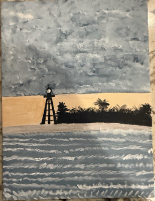 9 x 12  TLC ''Sanibel Lighthouse, Fla'' Original  Signed Canvas Seascape