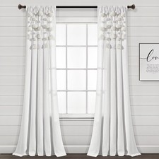 84"x52" Pom-Pom Tassel Linen Light Filtering Window Curtain Panel Off White -