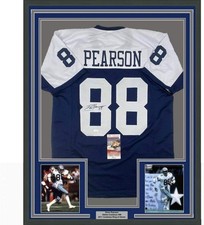 FRAMED Autographed/Signed DREW PEARSON 33x42 Dallas Thanksgiving Jersey JSA COA