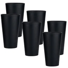 KX-WARE 32-Ounce Plastic Tumblers Large Drinking Glasses, Set of 6 Black
