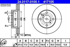 2x Bremsscheibe ATE 24.0117-0105.1 für SUZUKI ALTO WAGON FF EM 6 RC410 SR410 4WD