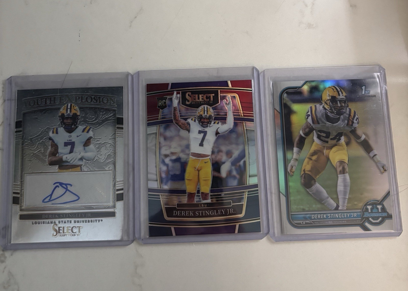 Panini Derek Stingley Jr. 2022 Rookie Autograph Card Lot Select Bowman LSU 3