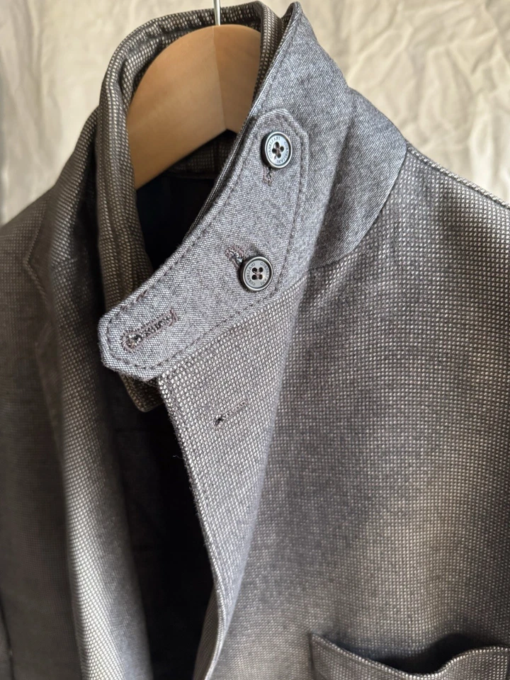 Chaqueta Blazer Corneliani ID Marrón Ojo de Pájaro Cremallera Frontal Aislado Babero Talla 50/40 Foto 4 de 4