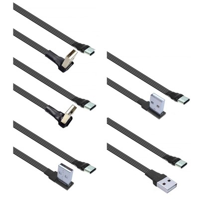 Flat Angle USB Type C Converters Cable Flexible Charging Cord for Electronics