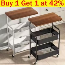 3 Tier Rolling Storage Trolley with Table Top, Mobile Storage Cart on Wheels UK
