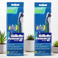 NEW Gillette Sensor2 Lot of (2) Plus Pivoting Head Men's Disposable Razors 5ct
