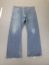 Levis 517 Jeans Mens 36x30 Blue Denim Bootcut Straight Leg Distressed Raw Hem