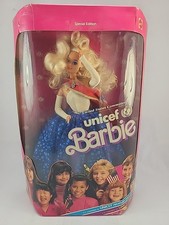 Vintage 1989 Mattel Unicef Barbie Doll New NIB NRFB Red, White, Blue Gown New
