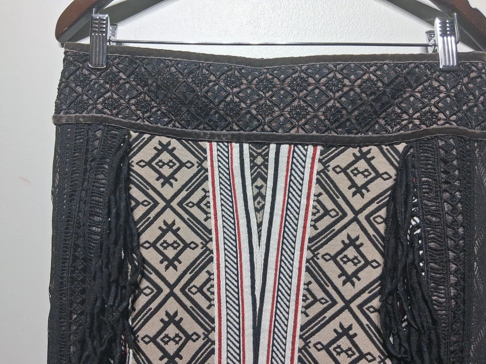 Byron Lars Beauty Mark Women's Midi Pencil Skirt Fringe Detail Size 8 - Image 4 of 4