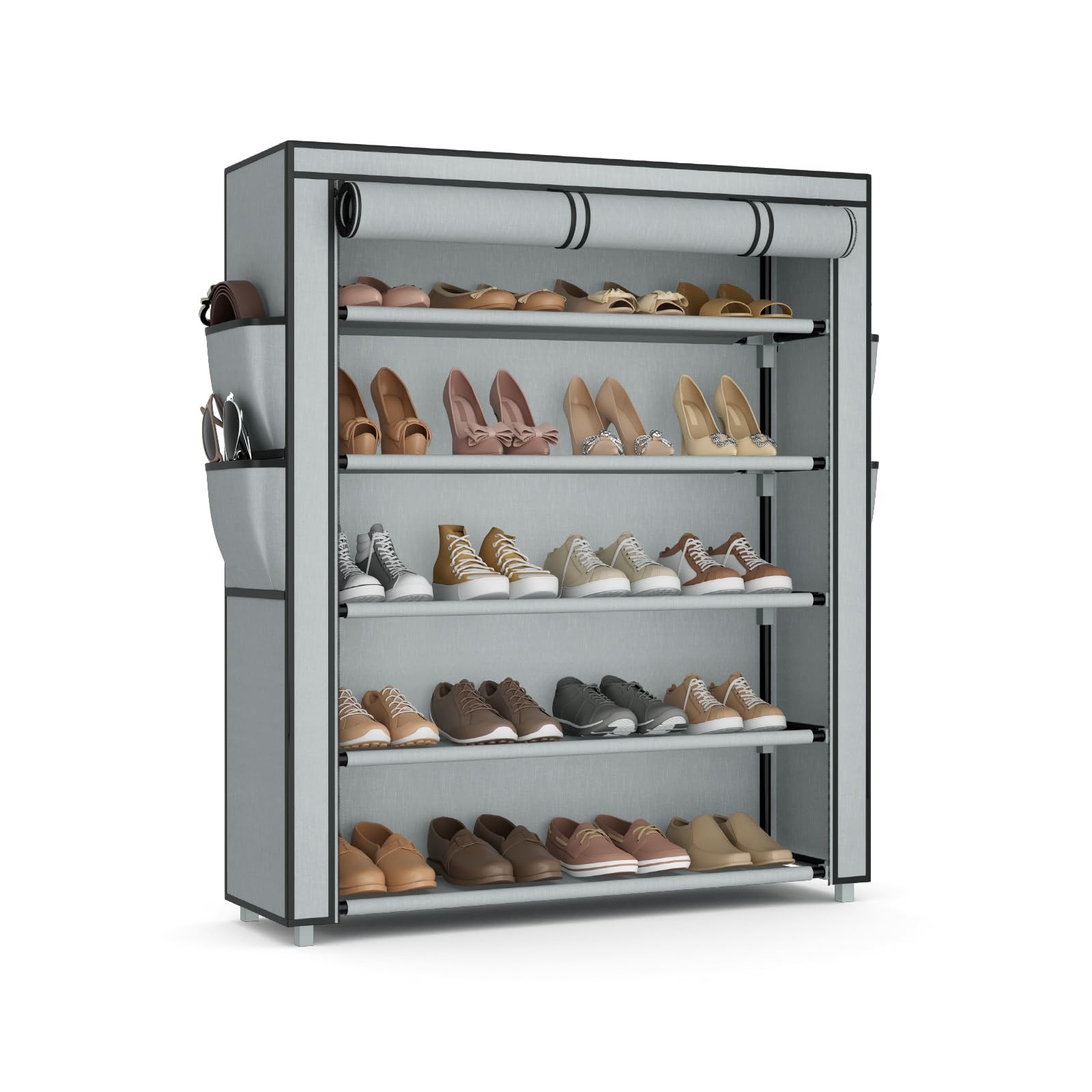 5-Tier Shoe Rack Organizer with Cover – Holds 20-24 Pairs – Space-Saving Storage-image