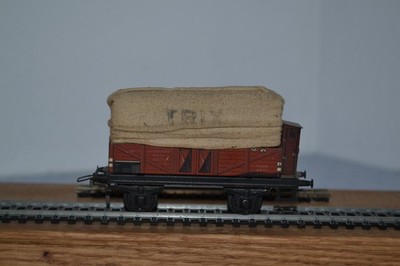 Trix Express 20/76 Rarität H0 Niederbordwagen mit Bremserhaus und Plane der DRG