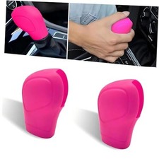Car Gear Shift Knob Cover, Silicone Flexible Scratch and Dust Proof 2 PCS Pink