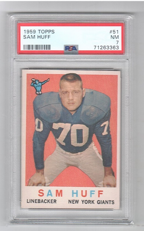 1959 Topps #51 Sam Huff New York Giants Rookie High Grade PSA 7