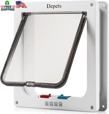 Depets Large Cat Door Outer Size 9.9" X 9.2" , 4 Way Locking Cat Flap Door for