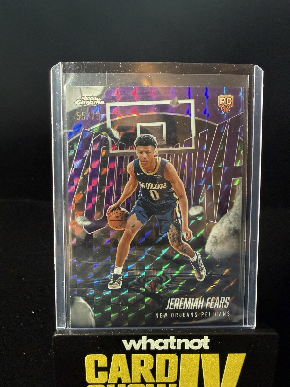2025-26 Topps Chrome Youthquake Jeremiah Fears Purple Geometric /75 RC Pelicans