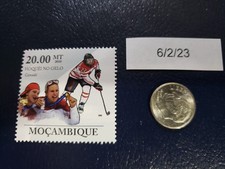 Marie Philip Poulin Team Canada Hockey Gold Medal 2010 Mocambique Stamp
