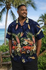 Made in Hawaii, men's M RJC button Up, Aloha shirt, Hawaiian, Floral, vintage