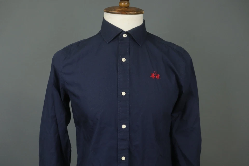 LA MARTINA темно-синий расслабленный крой повседневный длинным рукавом с воротником рубашка на пуговицах размер M - Изображение 3 из 4