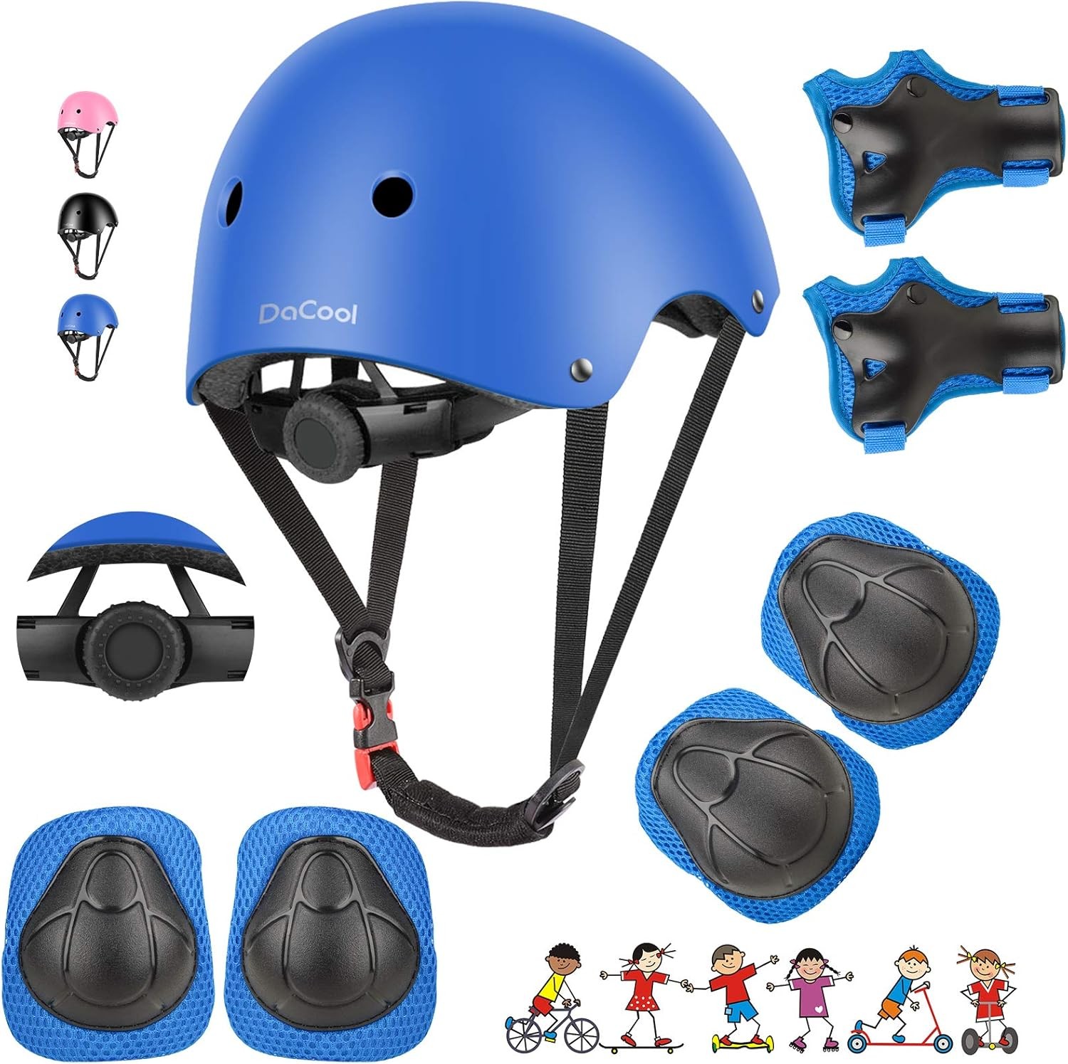 DaCool Kids Bike Helmet Set Skateboard Knee Pads - Small, 2-