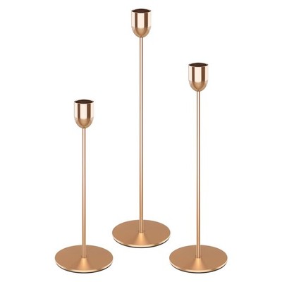 ChefBee Gold Tall Candle Candlestick Holder, 3PCS Taper Pillar Candle Sticks