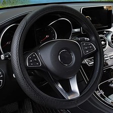 Leather Car Steering Wheel Cover, Elastic, Breathable Anti-Slip, Black1