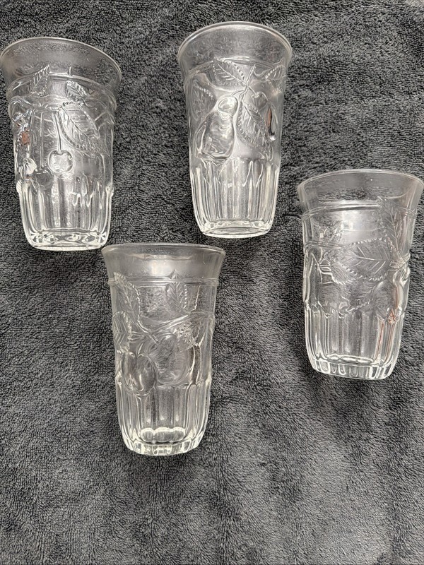 Vintage Set of 4 William Sonoma Pressed Glass Ice Tea Tumblers