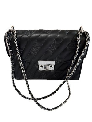 Michael Kors SoHo Large Quilted Black/Silver Leather Shoulder Bag W/ Dust Bag
