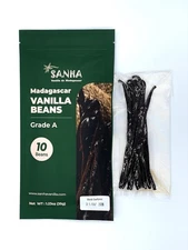 SANHA Madagascar Vanilla Beans (10 Count, Grade A, Hand-Selected) - Organic... 