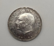 1960- Turkey- .83 Silver 10 Lira- UnCirculated