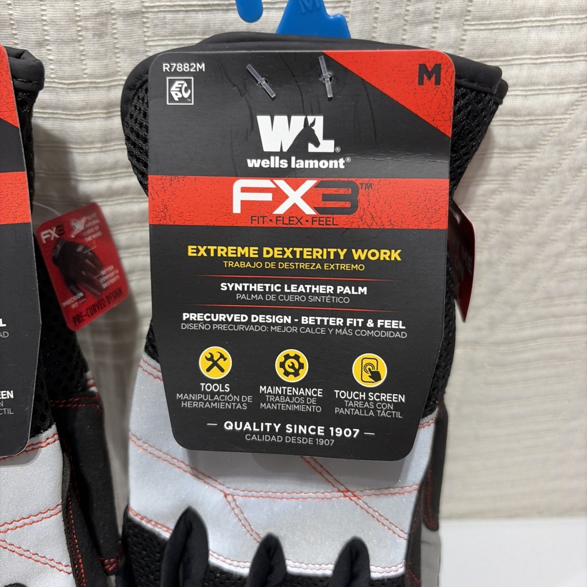 Wells Lamont FX3 Men's Size M Extreme Dexterity Work Gloves Black