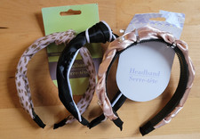 Multicolor Women's Headbands with Beaded, Bow, and Pearl Accents Lot of 3