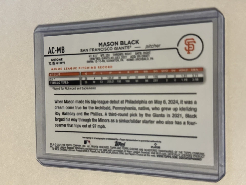 2024 Topps Chrome Update Mason Black Gold Wave Auto /50 - Image 2 of 2