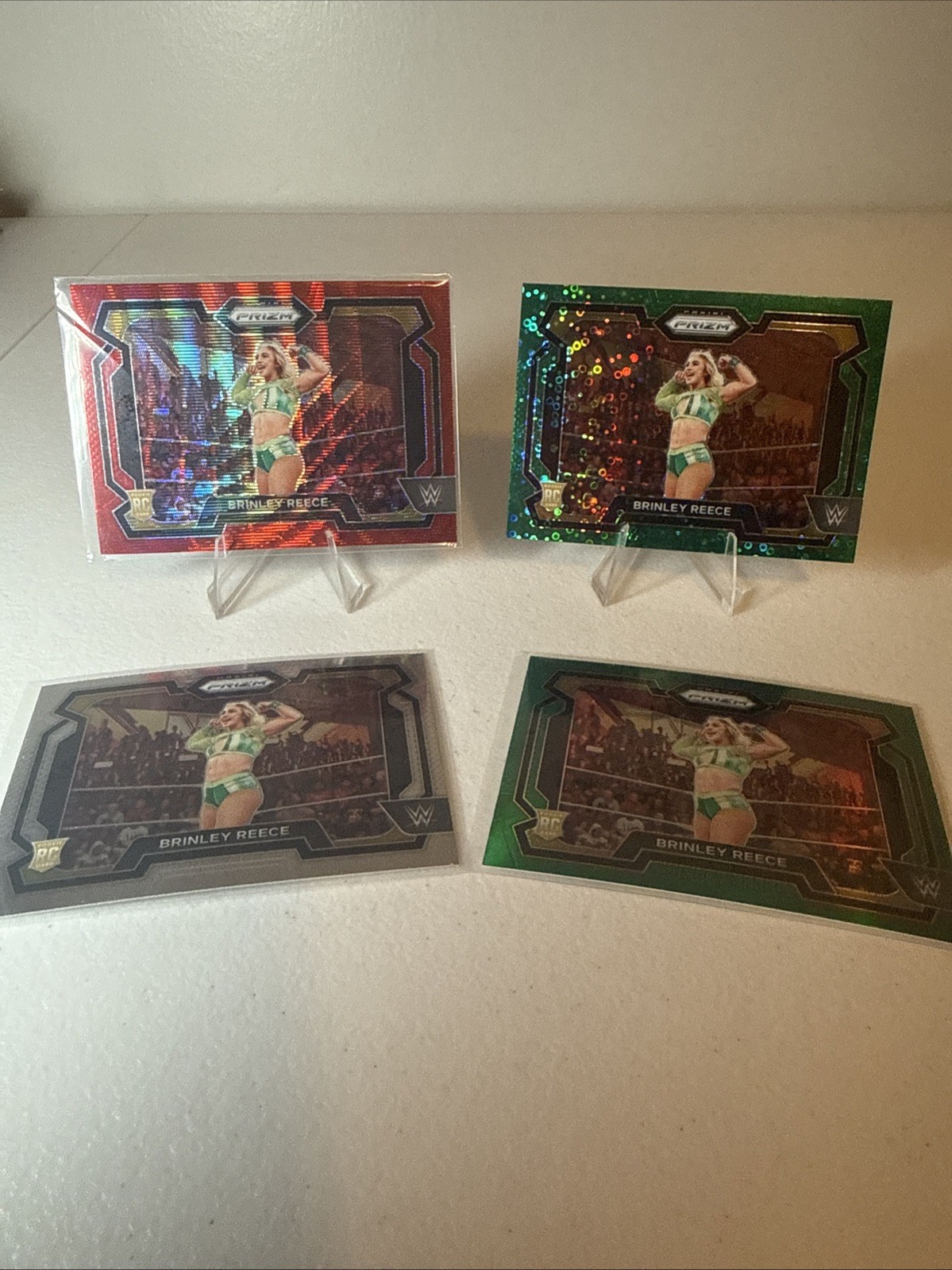 2024 Panini Prizm WWE Brinley Reece Green Disco /49 , Red Prizm, Green And Base