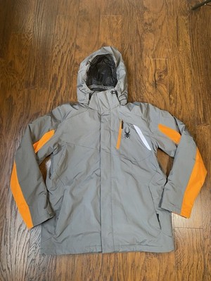Spyder Men's Ski Snow Jacket Large Gray Black Red Thinsulate Insulated