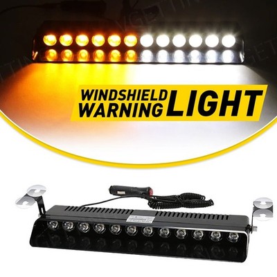 12 LED 12V Car Windshield Dash  Light Warning Beacon Hazard Strobe Bar