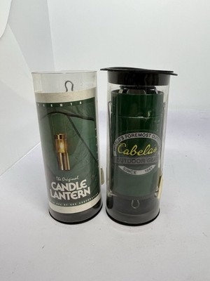 (2) Vintage Cabela s Green Candle Lantern UCO Style Camping Backpacking Light