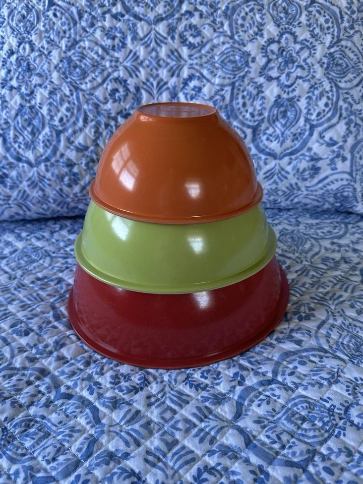 Lote de 3 cuencos anidadores de melamina Norpro rojo verde naranja  Foto 2 de 4