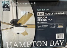 Hampton Bay Holly Springs 52 in. Indoor Matte Black LED Ceiling Fan with Light