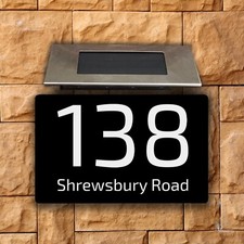 House Number Plaques Personalised House Signs Bright LED Solar Light  280x160mm