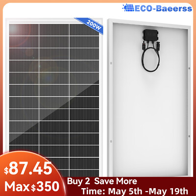 200W Solar Panel 12V/24V Battery Charge RV Marine Rooftop Home Off-Grid Charger