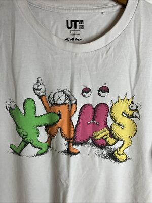 Kaws x Uniqlo White Letter Tag t shirt Limited Mens L Kaws x Uniqlo White Letter Tag t shirt Limited Mens L