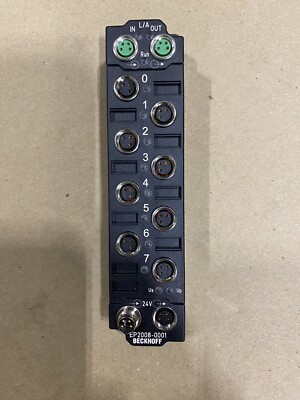 Beckhoff EP2008-0001 EtherCAT Box, 8-channel digital output, 24 V DC, 0.5 A, M8
