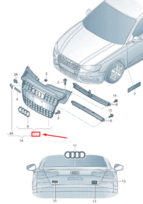 NEW AUDI A4 AVANT B8 RADIATOR GRILLE 8K0853651ANT94 8K0853651AN T94
